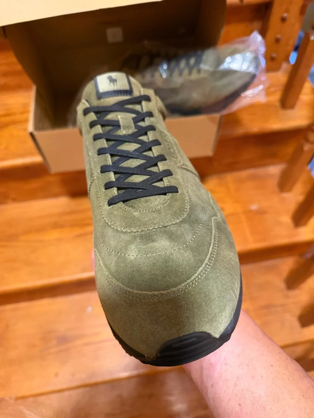Polo by Ralph Lauren Olive Suede Low-Top Sneakers with Black Trim